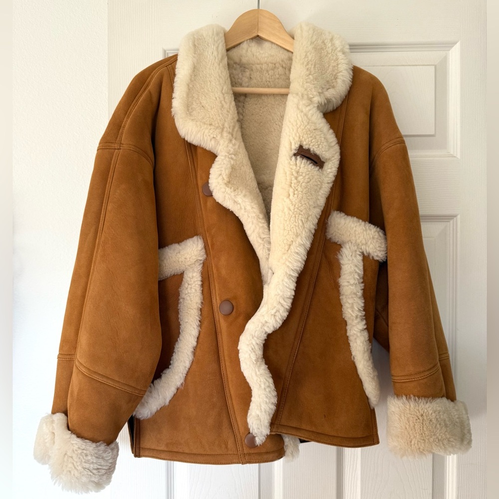 SANDRO Royal 100% Shearling Leather Jacket - Picture 9 of 14